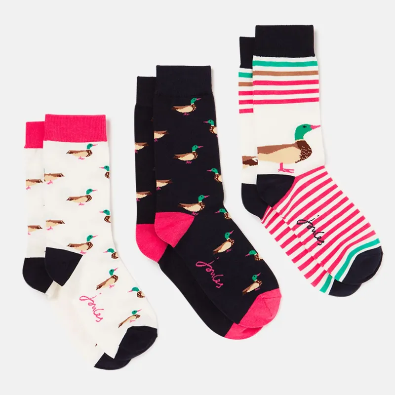 Joules Brill Bamboo 3 Pack - Cream Ducks